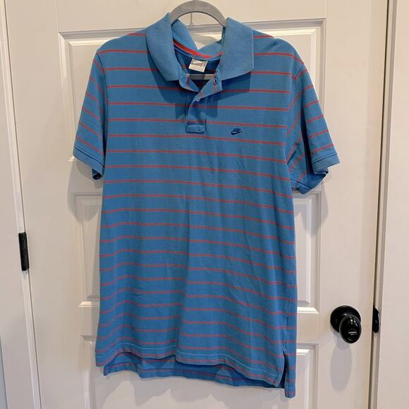 NIKE Urban Outfitters Retro Blue Stripe Polo Shirt - Picture 1 of 4